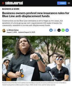 Blue Line Coalition August 2025 action Minneapolis